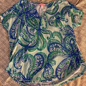 Lily Pulitzer 100% Linen Paisley Blouse